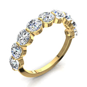Demi-alliance 9 diamants naturels ronds 1.60 carat or jaune Martina